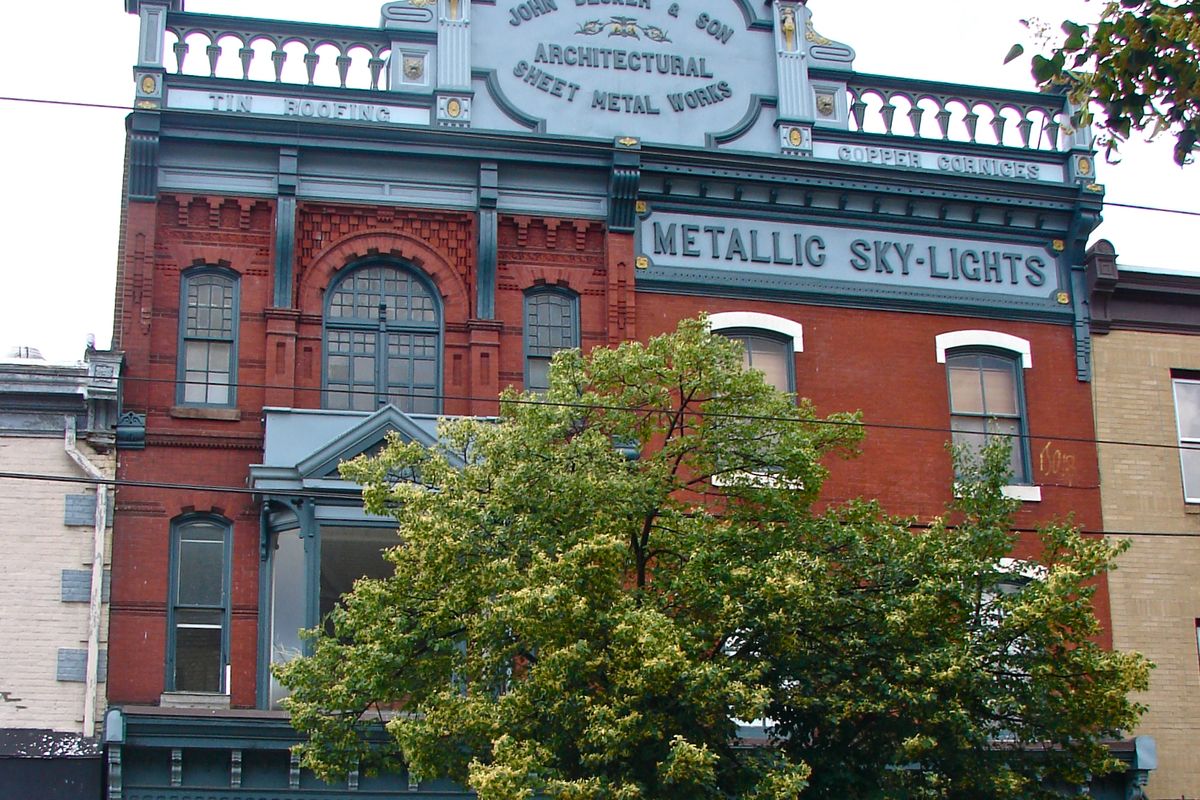 Ornate historic storefronts along West Girard Avenue in West Philadelphia